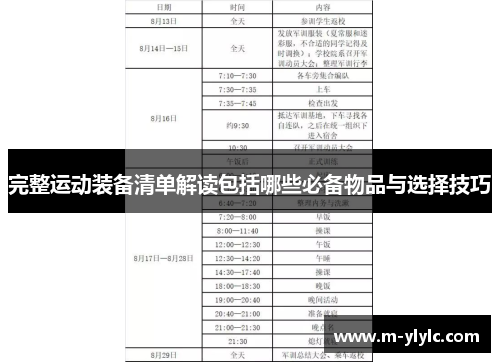 完整运动装备清单解读包括哪些必备物品与选择技巧